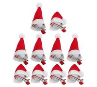POPETPOP 10 Pcs Christmas Hair Clips Red Santa Hat Shape Fabric Hairpins with Anti-slip Alligator Clips for Festive Christmas Party Accessories