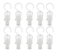 POPETPOP 10 Pcs Plastic Curtain Clips with Hooks, Valance Clips for Curtain, White, Fix Heavier Curtains, Home Decoration
