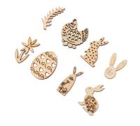 POPETPOP 100pcs Easter Egg Bunny Chick Wooden Cutouts DIY Craft Wood Chips for Painting Unfinished Wood Ornaments Suitable for Easter Decorations and Party Props