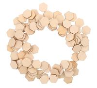 POPETPOP 100pcs Hexagon Wood Hexagon Coasters Unfinished Wood Signs with Creative Graffiti Design Beige Natural for Home Decor and Office Desk Decorations
