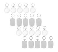 POPETPOP 100pcs Picture Frame Keyring Acrylic Photo Insert Keyring Lightweight Smooth without Burr White round Square for Craft Projects and Key Rings Making