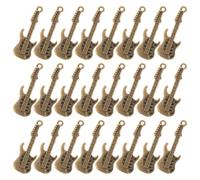 POPETPOP 100pcs Retro Style Mini Guitar Charms Phone Case Decorations Zinc Alloy DIY Accessories in Brown for Crafts and Creative Phone Cover Decors