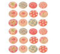 POPETPOP 100pcs Wooden Buttons Handmade Wooden Buttons for Knitting 15mm Round Printed Mixed Colour Easy to Sew for Quilting and Patchwork Decorative Craft