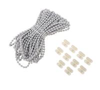 POPETPOP 10m Grey Beaded Cord Roller Blind Chain with 10 Bead Buckles Plastic Curtain Rope for Vertical Blinds Repair and Replacement in Home and Office Use Random Color