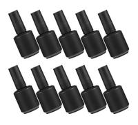 POPETPOP 10pcs 15ml Frosted Black Glass Empty Nail Polish Bottles with Brush Refillable Nail Gel Containers for Professional Manicure and Art Storage