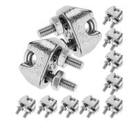 POPETPOP 10pcs 304 Stainless Steel Wire Rope Cable Clamps Silver, Wear-Resistant and Quick Fixation U-Shaped Clips for 2mm Diameter Wire Rope, for Industrial and Scientific Use