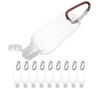 POPETPOP 10pcs 30Ml Pet Refillable Hand Bottles with Flip Cap and Carabiner Hook, Portable Travel Empty Sub-Packaging Containers for Toiletries and Essential Oils Random Color Random Color