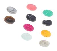 POPETPOP 10pcs 4x6mm Flatback Natural Stone Cabochons, Polished Eastlake Agate Mixed Crystal Beads for DIY Jewelry Making and Decorative Craft Accessories