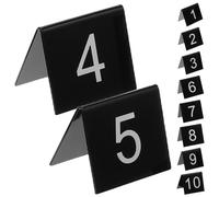 POPETPOP 10pcs Acrylic Triangle Table Number Markers for Crime Scene Evidence Clue Cards, Black Background White Number Signs 1-10, Board Game Accessories for Detective Clue Games