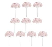 POPETPOP 10pcs Artificial Hydrangea Flowers, Realistic Simulation Pink Silk Hydrangea Heads with 54 Large Petals, Decorative Floral Arrangement for Wedding, Home and Party Décor