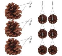 POPETPOP 10pcs Bird Chewing Natural Pine Cone Hanging Parakeet Foraging Bundle with Wear-resistant Design for Small Parrots and Birdcage Accessories