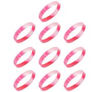 POPETPOP 10pcs Breast Cancer Awareness Silicone Wristbands Inspirational Hand Bracelets for Women Pink White Mixed Colors Fashion Wristbands Random Color