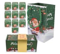 POPETPOP 10pcs Christmas Folding Pop-up Surprise Bounce Candy Containers Boxes Set with Bag, Green Paper Candy Boxes for Birthday Party Holiday Present Packaging