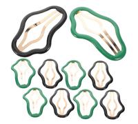POPETPOP 10Pcs Cloud Shaped Hair Clips Snap Pins for Women Hollow Barrettes in Black and Green Stylish Hair Accessories for School and Daily Use