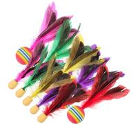 POPETPOP 10pcs Colourful Badminton Shuttlecocks Plastic and Plume Material Wear-resistant Impact-resistant Outdoor Games for Adults and Young Players