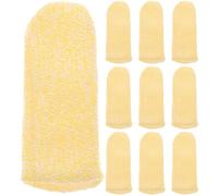 POPETPOP 10pcs Cut Resistant Finger Protectors for Pet Paw and Yard Work Wear-Resistant Hppe Material Yellow Finger Cots for Field Protection