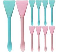 POPETPOP 10pcs Dual-ended Silicone Mask Brushes with Scoop, Facial Mud Mask Applicators in Pink and Blue, Multifunctional Portable Beauty Tools for Skincare and Makeup Application