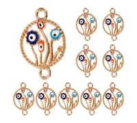 POPETPOP 10pcs Evil Eye Metal Charms Hanging Decorative Pendants for Necklace and Bracelet DIY Jewellery Making Accessories Suitable for Birthday and Festivals