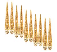 POPETPOP 10pcs Fake Nails Long Nail Covers for Cosplay Golden Iron Lightweight Easy to Wear for Halloween Parties and Halloween Decoration