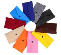 POPETPOP 10pcs Felt Storage Pouch with Buttoned Closure for Phone and Earphones Protective Felt Material Large Money Envelops Bag for Travel and Everyday Use