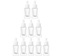 POPETPOP 10pcs Glass Dropper Bottle Square Essential Oil Bottles Leakproof Travel Reusable Empty for Perfume Lemon Oil