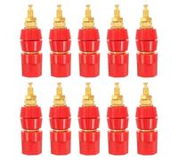 POPETPOP 10pcs Gold Plated Brass Speaker Terminal Binding Posts with M5x50mm Threaded Shaft and Hex Nut Design for Home Audio Speaker Terminals and Studio Setup