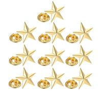 POPETPOP 10pcs Gold Star Lapel Pins 5-pointed Pentagram Badge Costume Decoration Memorial Day Accessory for Men