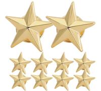 POPETPOP 10pcs Golden Copper Star Pins with Five-pointed Star Shape, Sturdy Colorfast Metal Badges for Memorial Day and Holiday Party Decorations