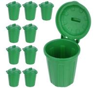 POPETPOP 10pcs Green Plastic Table Waste Bin with Lid Compact Design Small Desktop Bin Portable Size for Classrooms and Home Office Organisation