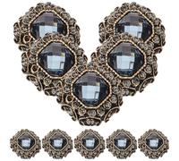 POPETPOP 10pcs Large Metal Sewing Buttons for Coats with Blue-Grey Square Rhinestones 17mm Diagonal, Decorative Fasteners for Wool Jackets and DIY Clothing Crafts