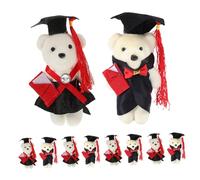 POPETPOP 10pcs Mini Graduation Bear Dolls DIY Bouquet Decorations Lightweight Cute Ornaments for Graduation Season Male and Female Bears Easy to Use Craft Materials for Flower Arranging