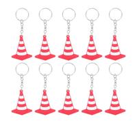 POPETPOP 10pcs Mini Traffic Cone Keychain Set with Strong Hanging Ring, Sturdy Pvc and Metal Material, Creative Construction Theme Souvenirs for Marking and Construction Party Favors