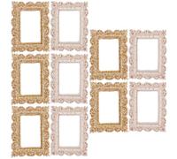 POPETPOP 10pcs Mini Vintage Tiny Photo Frames Resin Rectangular Antique Picture Frames Delicate Carving Edges for DIY Crafts Making and Phone Case Decor