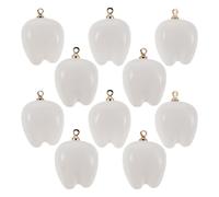POPETPOP 10pcs Mini White Tooth Charms Pendants with Gold Loop for Jewelry Making, Realistic Hanging Teeth Connectors for Earrings Bracelets Necklaces, Craft Supplies for Dentists