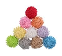POPETPOP 10pcs Multi-colored Plush Pom Pom Balls for Cats Soft Interactive Cat Encouraging Exercise Fun Indoor Plaything to Pounce and Chew Random Color