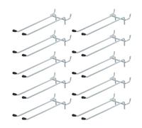 POPETPOP 10pcs Pegboard Hooks Heavy Duty Iron Tool Storage Hooks with Double Arms, 6 Inches Length, Efficient Space Management and Easy Installation, Suitable for Garage and Studios, Holds