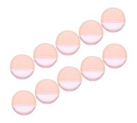 POPETPOP 10pcs Pink Flocking Powder Puff Set for Makeup Application Rounded Makeup Puff with Soft Texture to Save Powder and Grip Well for Beauty Salon and Home Use