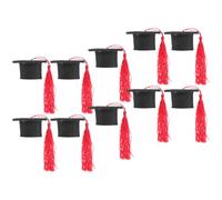 POPETPOP 10pcs Red Mini Graduation Cap Wine Bottle Caps with Tassel, Nonwoven Material Graduation Hat Bottle Toppers for Family and Daily Gatherings, Unique and Eye-catching Party Decor