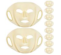 POPETPOP 10pcs Reusable Silicone Face Mask Covers for Skin Care - Stretchable Moisturizing Sheet Mask Wrap, Prevent Evaporation Facial Cover for Home Spa and Salon Use