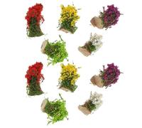 POPETPOP 10pcs Simulation Landscape Decor Shrub Flower Tufts Model Grass Cluster Set for Sand Table DIY Crafts Miniature Railway War Gaming Scenery Red-green, Yellow-green, Purple-green,
