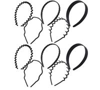 POPETPOP 10pcs Teeth Hair Hoops Toothed Headband Plastic Black, Freely Bendable Multiple Teeth Grip, for Exercising and Reading