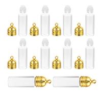 POPETPOP 10pcs Tiny Bottles Wish Bottles Glass and Metal with Golden Stopper Easy to Carry Good Sealing Performance for DIY and Crafts 35x11mm Large Size