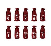 POPETPOP 10pcs Wine Bottle Jute Bags with Numbered Drawstring Closures Multi-color Burlap Wine Pouches for Party Favor and Tasting Events