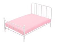 POPETPOP 12 Scale Miniature Dollhouse Bed Model White Metal Frame Single Bed Bedroom Furniture Accessory for Dollhouse Miniature Bedding Set