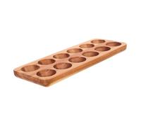 POPETPOP 12 Wooden Egg Holder Capacity Acacia Egg Tray for Kitchen Countertop Refrigerator Elegant Storage Organizer with Natural Aesthetic Reliable Quality