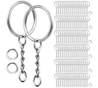 POPETPOP 120pcs 25mm Metal Key Rings for Crafts Round Key Ring Hoops Split Keychain for DIY Jewelry Making and Accessories in Arts Crafts