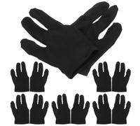 POPETPOP 12pcs 3 Finger Billiard Pool Gloves, Spandex Black Hand Guard | Exposed Finger Design, Elastic Wrist Fit, for Right or Left Hand, Women and Men