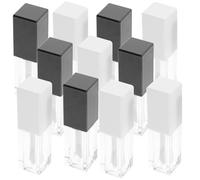 POPETPOP 12pcs 5ml Empty Lip Gloss Tubes with Large Sponge Applicator Refillable Mini Lip Balm Containers Bulk Set for Women White and Black Cosmetic Balm Bottles