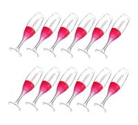 POPETPOP 12pcs 8ml Mini Red Wine Glass Shaped Lip Gloss Tubes Plastic Refillable Lipstick Containers for Makeup Samples and Lip Glazes Storage
