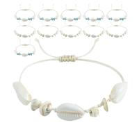 POPETPOP 12pcs Adjustable Shell Bracelets and Anklets Set, Handwoven Thread Jewelry with Unique Shell Design, Versatile Accessory for Beach Vacation and Anniversaries